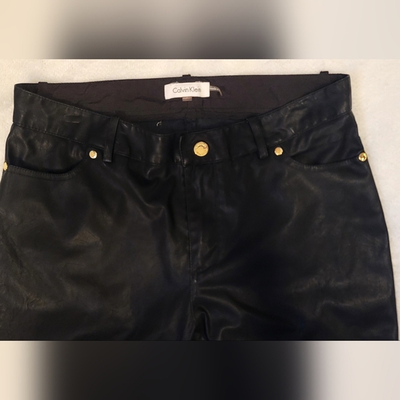 Calvin Klein Leather Skinny Dress Pants Sz 6 - Picture 5 of 8